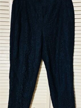 J Crew 12 Tall Women's Navy Lace Pull-On Pants